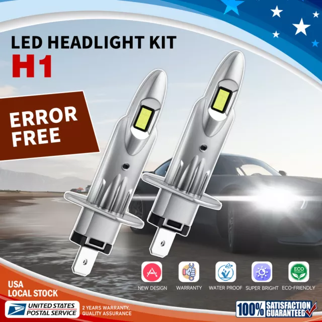 2x  H1 LED Headlight Bulbs Conversion Kit High Low Beam 6000K Super White