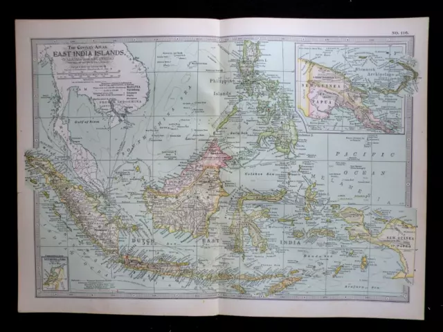 Edwardian East India Island Map, Philippines (1902) Century Atlas of the World