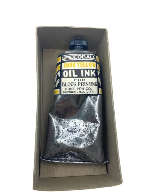 Tinta al aceite Speedball amarillo oscuro para impresión en bloques - en caja vintage