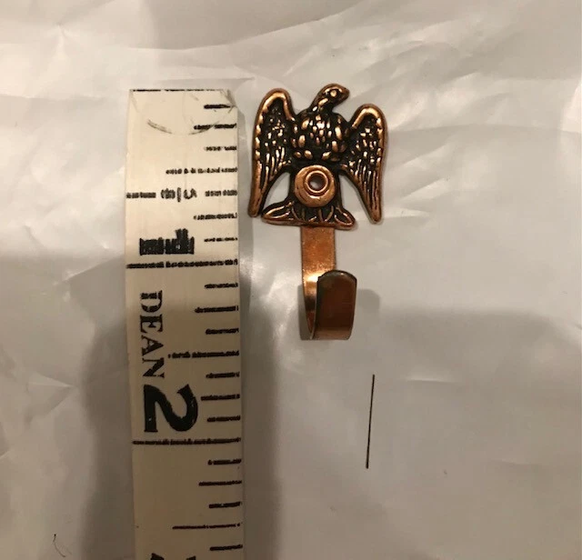 Small vintage eagle-shaped wall hooks, copper colored, set of 3 3