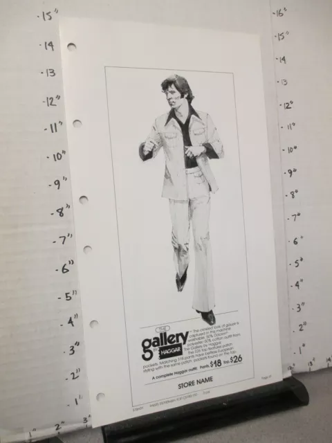 HAGGAR 1976 MEN'S clothing sales ad sheet GALLERY gauze Dacron leisure ...