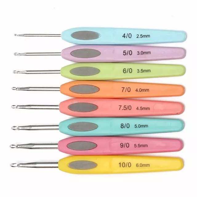 Set Of 8 Crochet Hook Kit Yarn Knitting Needles Sewing Tools Ergonomic Grip