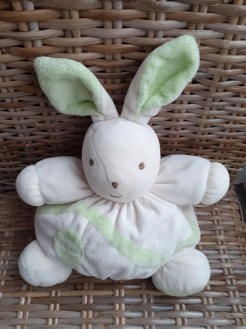 Doudou lapin boule blanc/vert TAKINOU