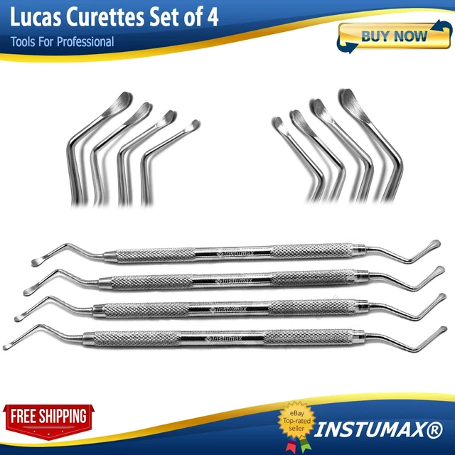 Dental Lucas Bone Curettes Set Of 4 Surgery Surgical Periodontal Tools INSTUMAX®