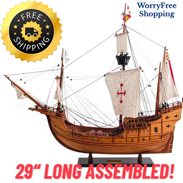 CHRISTOPHER COLUMBUS SANTA Maria SHIP MODEL Large Wooden Display