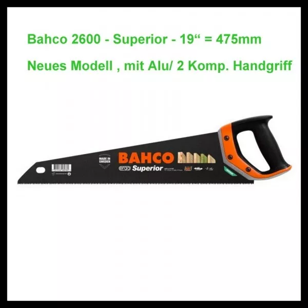 Bahco Sierra Endurecido 2600- 19 XT 475mm Superior Revestido Madera Montaje de Z