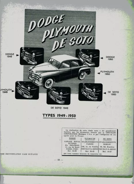 Dodge -De Soto - Plymouth    Revue Technique Rta  N° 57 2
