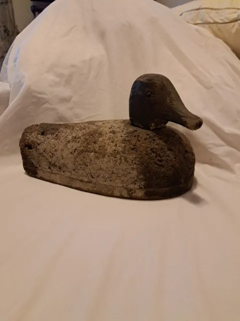 Vintage Hand Carved Cork Duck Decoy  Movable Wooden Head