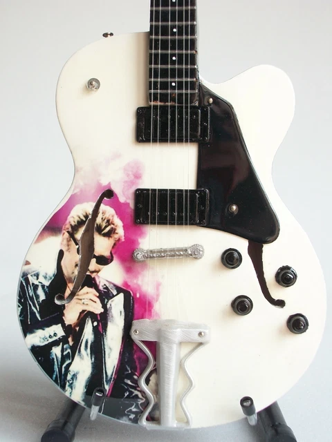 Guitare miniature style Ibanez blanche Johnny Hallyday 2