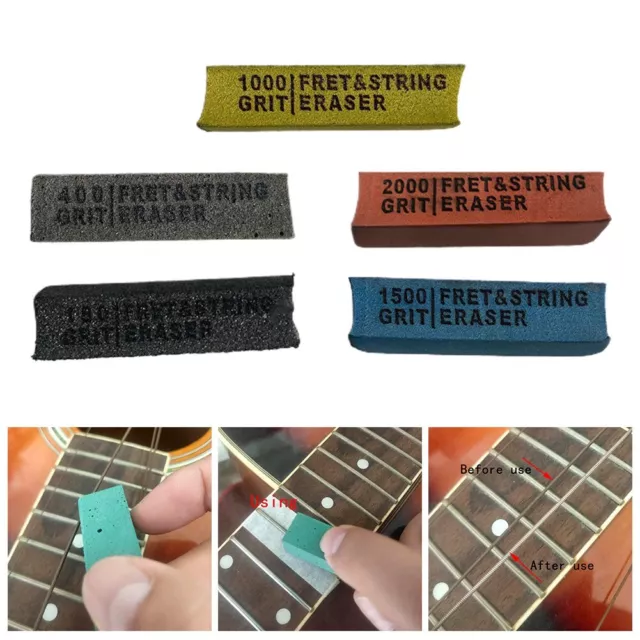 Kit de mantenimiento de 5 piezas para cuerdas de guitarra con limpieza de fretas