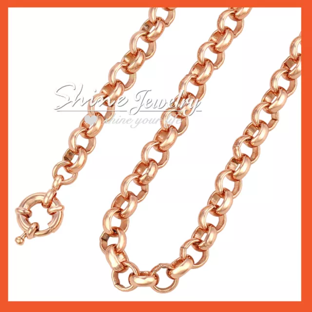 18K Rose Gold Gf Solid Womens Girls Belcher Rings Links Long Chain Necklace 60Cm