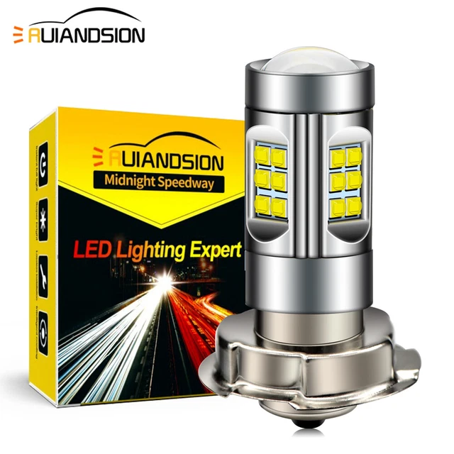 2X BA20D / H4 LED COB Motorcycle Bike Hi/Lo Headlight Lamp Bulb DC10