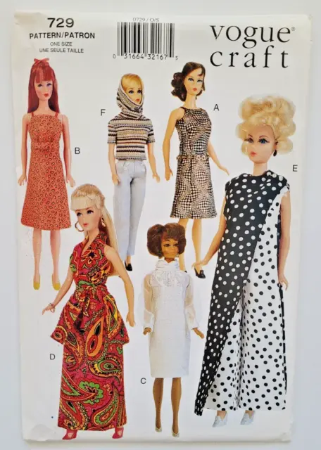 Vogue Craft Sewing Pattern 729 Doll Clothes 11 1/2" Barbie 60s Fashions UNCUT