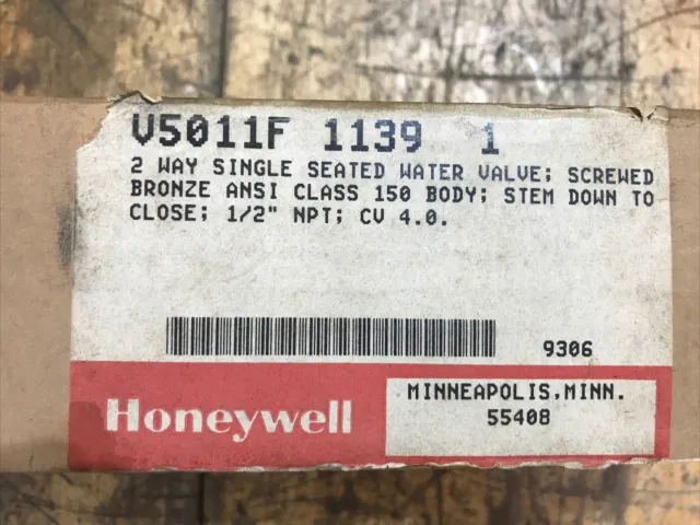 Honeywell V5011F 1139  - Two Way Globe Valve New!!