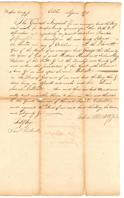 Andrew Allen, Continental Congress 1775-76, Loyalist anti independence: 1771 ADS