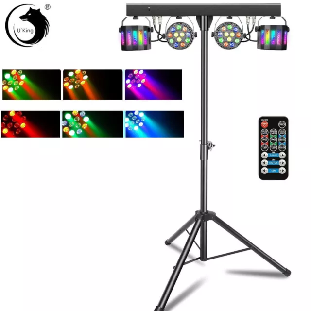 DJ Party Par Bühnenlicht mit Ständer Mobile T-Bar Stativ RGB Disco Lichteffekt