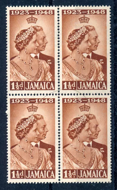 Jamaica 1948 Royal Silver Wedding Sg143 Block Of 4 Mnh