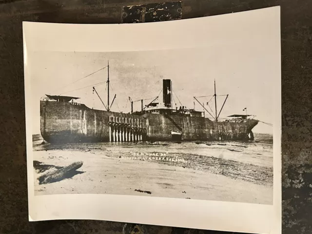 Merritt Chapman & Scott Salvage S.S Maude ran Ashore Matanzas, Cuba 1912 Photo