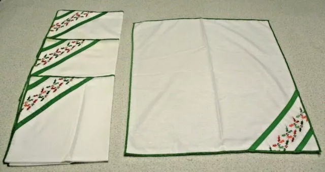 4 servilletas de tela vintage acebo poinsettia 19"" x 19""