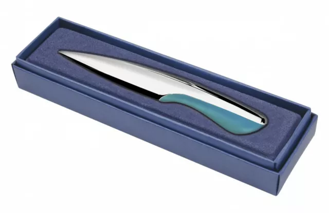 SILVER PLATED TURQUOISE HANDLE LETTER OPENER Ladies Post Desk Gift ENGRAVED