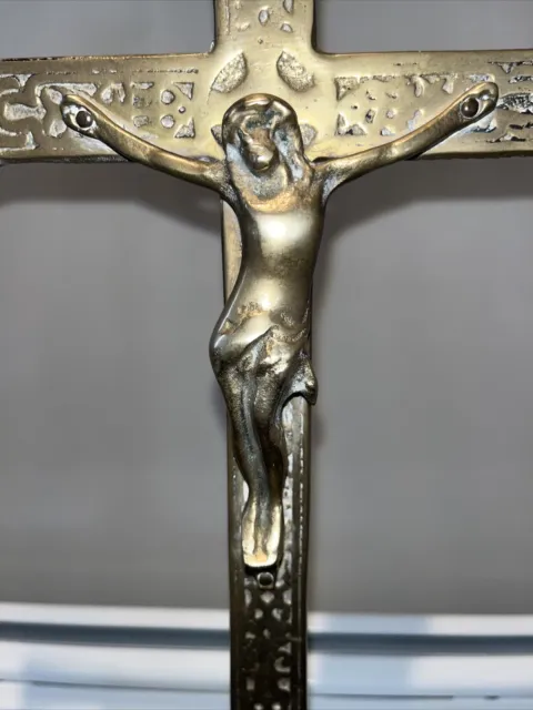 Antique/Vintage Brass Table Cross Jesus Crucifix Religious Catholic Figurine