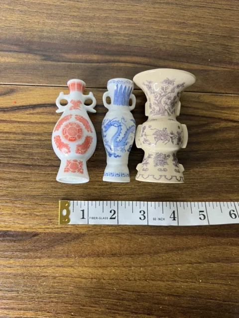 Lot Of 3 Set Vtg Mini VASE Franklin Porcelain (FP) 1980 Japan Vases