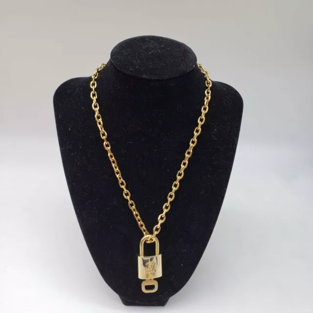 100% Authentic Louis Vuitton Lock & Key with Gold Plated Gold Chain Necklace#1
