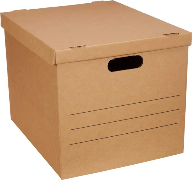 Basics Medium Moving Boxes with Lid and Handles, 10 Pack, Brown, 19 X 14.5 X 15.