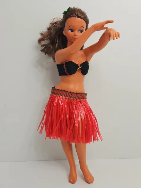 Vintage 1960s 9” Hawaiian Hula Girl Tiki Doll Aloha Grass Skirt