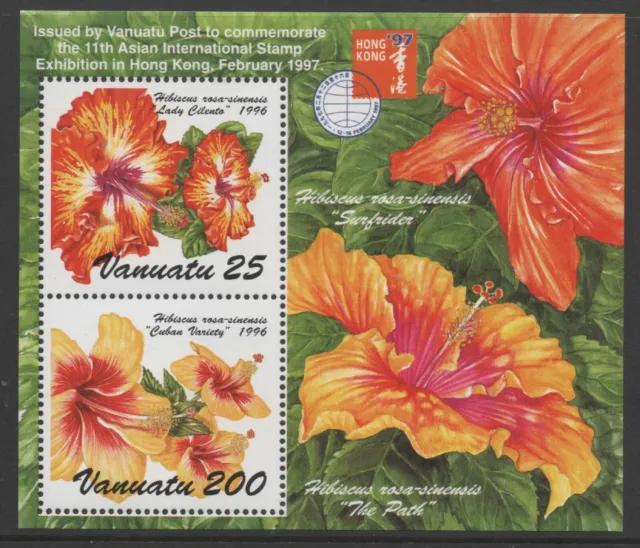 Vanuatu 1997 Hibiscus Flowers-Hong Kong 97 Mini Sheet MUH