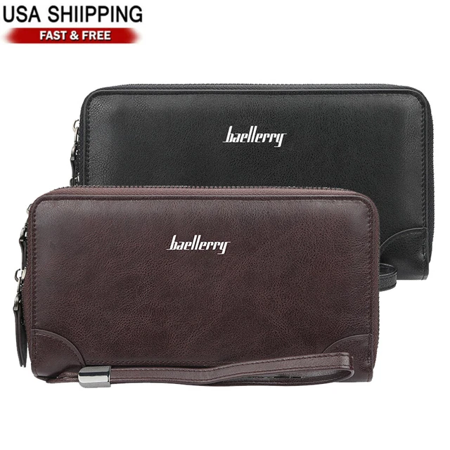 Men's Leather Long Wallet Clutch RFID Blocking Credit Card Holder Purse Handbag