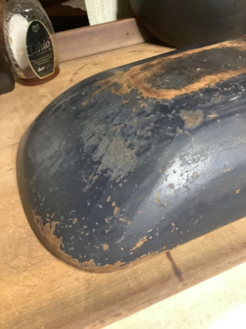 Early 19th late 18th century wood dough bowl trencher original period blue paint