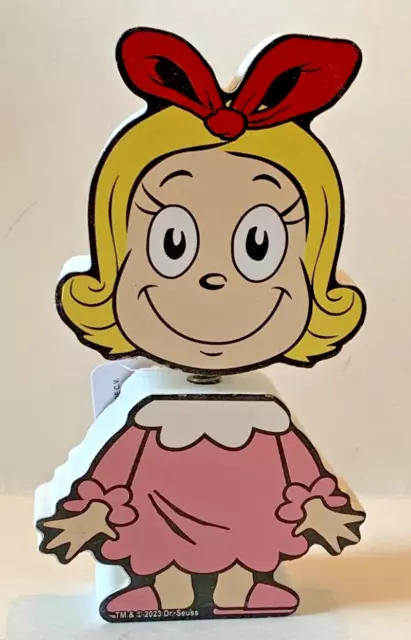 THE GRINCH NEW Chunky Wood Block Cindy Lou Who Bobble-Head Table Top ...