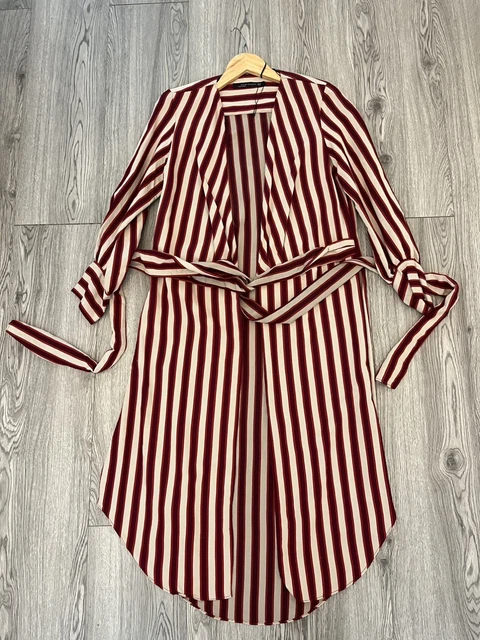 red and white striped dress zara tie waist midi ZARA WOMEN'S RED And White