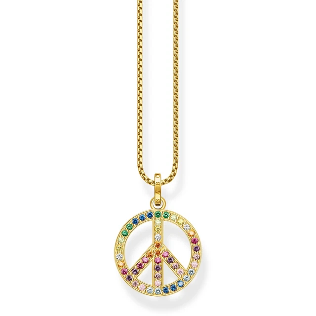THOMAS SABO Schmuck Damen-Halskette Peace-Zeichen Goldfarben Bunt KE2170-996-7-L