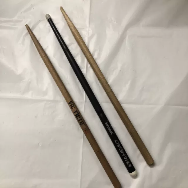 Lot of 3 drum sticks Metallica, Vic Firth, unbranded rare Lars Ulrich Ahead