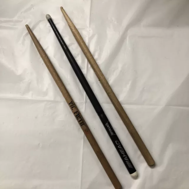 Lot of 3 drum sticks Metallica, Vic Firth, unbranded rare Lars Ulrich Ahead Lot of 3 drum sticks Metallica, Vic Firth, unbranded rare Lars Ulrich Ahead