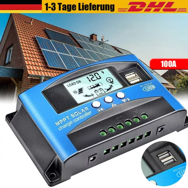 100A 12V-24V MPPT Solar Ladegerät Controller Panel Regler Daul USB Digital LCD