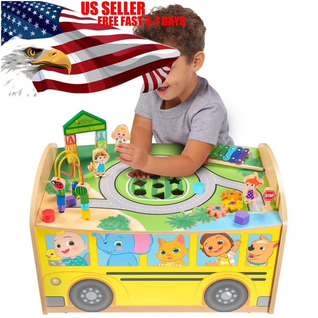 WHEELS ON the Bus Wooden Activity Table Recycled Wood Gifts