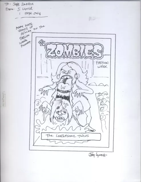 Topps Garbage Pail Kids ORIGINAL ART COA Topps Jay Lynch 1945-2017  "ZOMBIES"