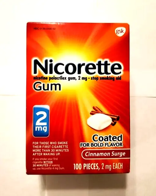 Nuevo chicle de nicotina Nicorette canela oleada 2 mg - 100 unidades vencimiento 03/2026