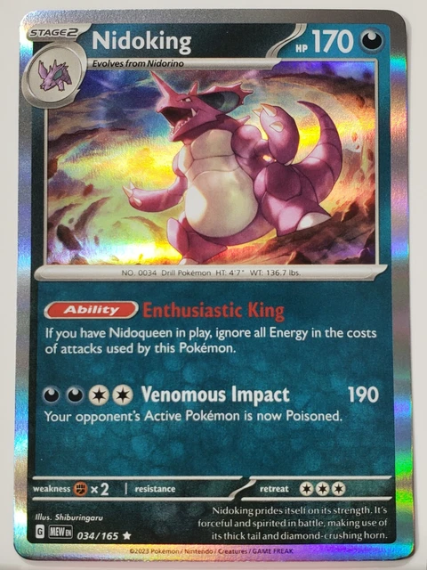 HOLO Nidoking 034/165 NM / M - 151 Scarlet Violet Pokemon Card
