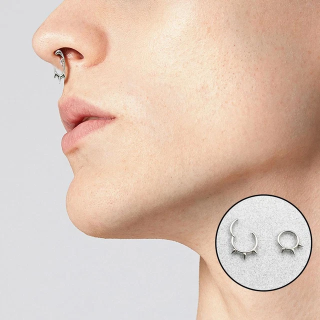 1pc Punk Spike Steel Nose Ring For Men Women Septum Y6V1 14G Clicker D6N4