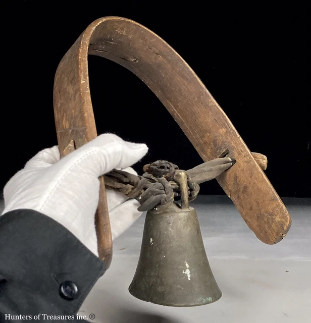 Antique Burmese Water Oxen Bell Wood Arch Bronze Buddhist Bell Burma Asian 1800s 5