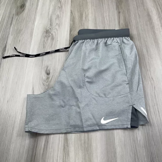 Nike Flex Stride 2-In-1 5” Running Shorts Grey Mens Size XL DV2047-068 NEW