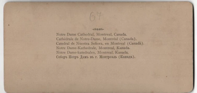 Stereo-Fotografie H.C. White Co., New York, Ansicht Montreal, Notre Dame Kathed 2