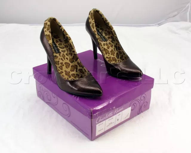 Charlotte Ruse High Heel Shoes Marla-59 Size 6 Brown Crinkle Pat PU Pre-Owned