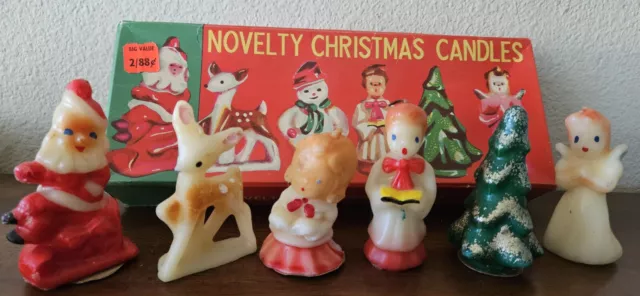 VTG 1950s Gurley Novelty Co Candles & Made in Japan 6 Candle Lot w/ Box. Unused.