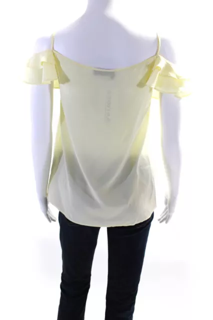The Kooples Womens Silk Crepe Ruffled Sleeve Lace Up Blouse Top Yellow Size S 3