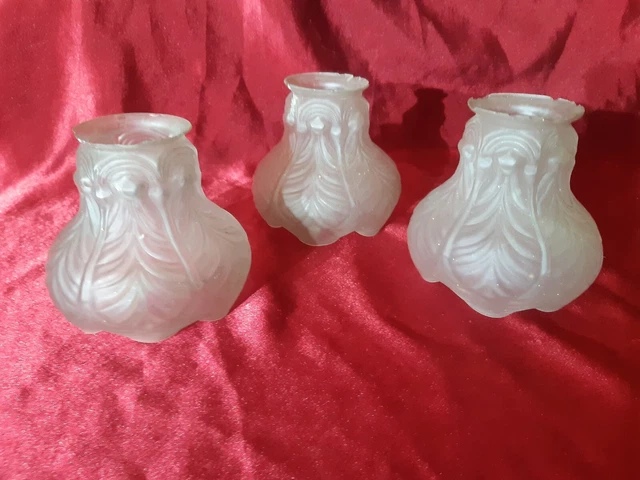 3 Tulipes Art Nouveau,deco,cristal dépoli,lustre lampe